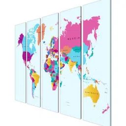 999Store Multicolor World Map Art 5 Frame MDF Paintings image 3