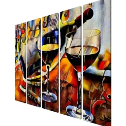999Store Multicolor Abstract Wine Glass Art 5 Frame MDF Paintings image 3