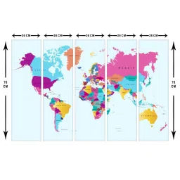 999Store Multicolor World Map Art 5 Frame MDF Paintings image 5