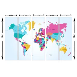 999Store Multicolor World Map Art 5 Frame MDF Paintings image 5