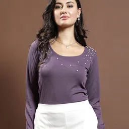 Athena Women Embellished Round Neck Top-image-26