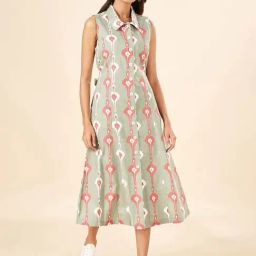 Akkriti by Pantaloons Grey Cotton Printed A-Line Dress-image-28