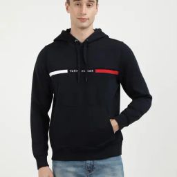 Tommy Hilfiger Navy Cotton Regular Fit Logo Printed Hooded Sweatshirts-picture-46