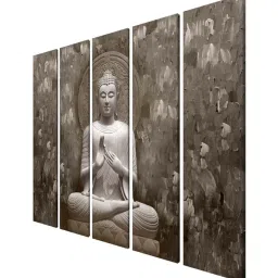 999Store Grey Meditating Buddha Art 5 Frame MDF Paintings image 3