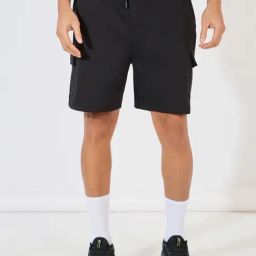 Styli Black Regular fit Solid Shorts-30