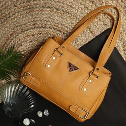 Fostelo Mustard PU Structured Handheld Bag-11
