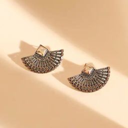 SOHI Half Fan Stud Earrings For Women-image-59
