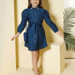 Peppermint Kids Teal Blue Polyester Regular Fit 1 Dress-picture-25
