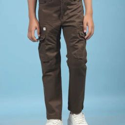 Crimsoune Club Boys Brown Cotton Slim Fit Trousers-image-37