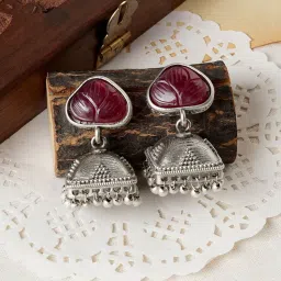 Teejh Jijabai Silver Oxidized Ruby Earrings image 2