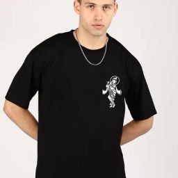 Chkokko Black Relaxed Fit Printed T-Shirt-image-88