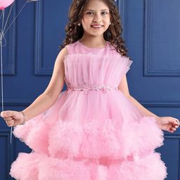 Mark & Mia Girls Round Neck Ruffles Layered Fit And Flare Dress-picture-22