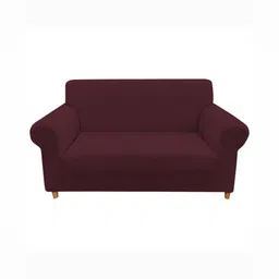 HOUSE OF QUIRK Solid Jacquard Single Seater Sofa Cover With Arms-image-85