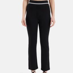 Kazo Black Straight Fit High Rise Trousers-image-47