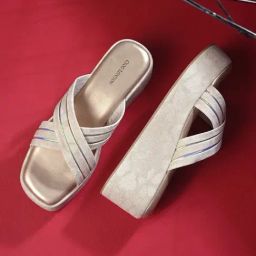 Clog London Women's Beige Cross Strap Wedges-image-30