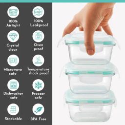 MAGNUS Solid Transparent Borosilicate 320ml Lunch Box Set image 5