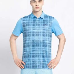 adidas Blue Regular Fit Printed Golf Polo T-Shirt-57