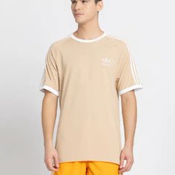 Adidas Beige 100% Cotton,100% Cotton Slim StripesT-Shirt-image-24