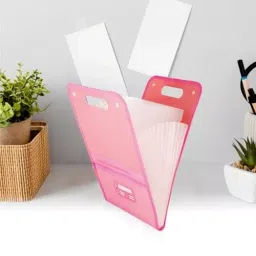 POLEN Vertical Fullscape Expanding File Folder With 13 Chain Pocket Polypropylene Pink image 2