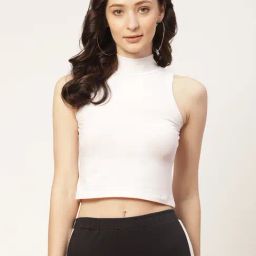 FEMEA White Cotton Slim Fit Tank Top-image-109