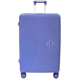 Swiss Military Blue 8 Wheels Medium Hard Cabin Trolley Bag-image-17