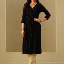 Sangria Polka Dots Printed A-Line Kurta & Trouser Set image 1