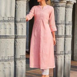 Biba Pink Embroidered A Line Kurta-image-53