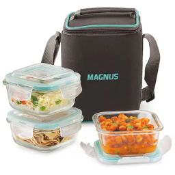 MAGNUS Solid Transparent Borosilicate 320ml Lunch Box Set-17