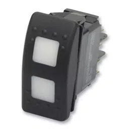 CARLING TECHNOLOGIES Switch, Rocker, Dpdt, 20A, 12V, BlACk, VJD1S00B-AZC00-000-27