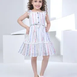 Peppermint Kids Beige Striped Dress-picture-48