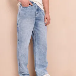 Mast & Harbour Men Relaxed Fit Mid-Rise Heavy Fade Carpenter Jeans-picture-22