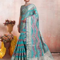 DIVASTRI Leheriya Zari Organza Kanjeevaram Saree-image-55