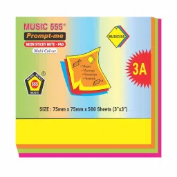 Music 555 Prompt-Me Sticky Note Pad 75x75 mm Neon Multi Color Color 500 Sheets, NMP-500 (Pack 1 Pcs)-image-20