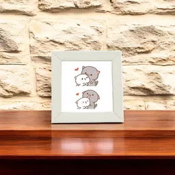 Anikmart White & Grey Self Design Table Top MDF Photo Frame-12