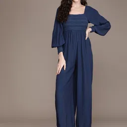 Label Ritu Kumar Navy Blue Solid Basic Jumpsuit-image-34