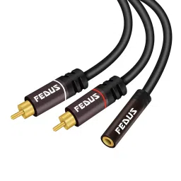Fedus 3.5mm Female to Dual RCA Jack Adapter Y Cable (0.3 m, Black)-7