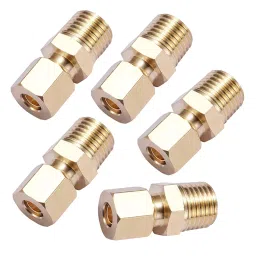 Generic 1/4Inchx1/4Inch Compression Tube Pipe Fitting Connector-Pack of 5-44