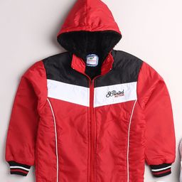 TOONYPORT Full Sleeves Color Blocked Hooded Jacket - Red-image-28