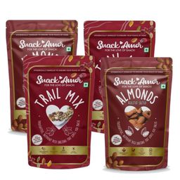 SnackAmor Premium Combo Pack Of Roasted Salted Almond Pack of 2 (170g each) And Trial Mix Pack of 2 (175g each)-image-14