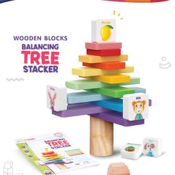 Intelliskills Premium Wooden Balancing Tree With Blocks for Unlimited Play Multicolour - 19 Pieces-3