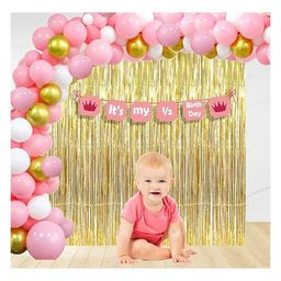 Untumble Pink Half Birthday Decoration Foil Kit for Girls - Pack of 54-image-40