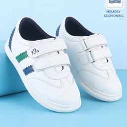 Babyoye Casual Shoes with Velcro Closure  Side Stripes-  White-image-55