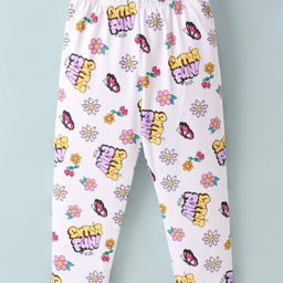 Doreme Single Jersey Full Length Leggings Floral Printed - White-image-54