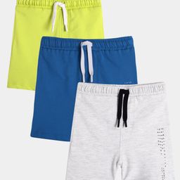 Anthrilo Pack Of 3 Solid Shorts - Ecru, Blue & Lime Green-image-6