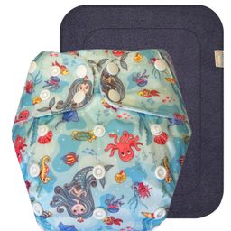 Dumbledo BlueShip Free Size Leak proof Washable Unisex Reusable Cloth Diaper With Black Pad - Blue-14