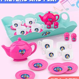 Toysire Tea Party Play Set for Kids-Portable Easy to Carry Plastic Kitchen teapot Toy, Pretend Play Tea Party Set for Children- Gift for Toddler, Kids-116
