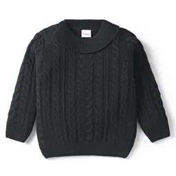 Babyhug Knitted Full Sleeves Sweater With Cable Knit Design - Black-picture-35