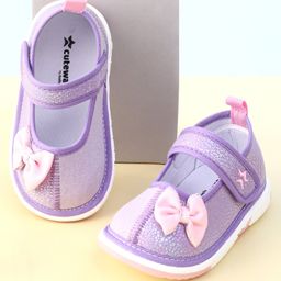Cute Walk by Babyhug Velcro Closure Sequinned Sandals with Bow Applique - Purple-picture-12