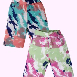Kiddopanti Pack Of 2 Tie Dye Cycling Shorts - Coral Green & Blue-picture-35