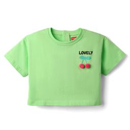 Babyhug Cotton Knit Half Sleeves T-Shirt with Front & Back Fruit Print - Light Green-image-78